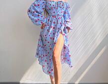 Сукня міді з квітковим принтом  | PUSHKA SHOP