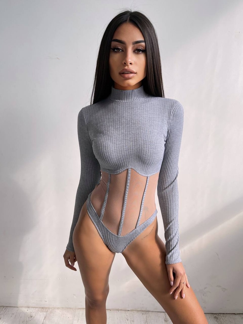 Трикотажне боді з сітчастою вставкою | PUSHKA SHOP