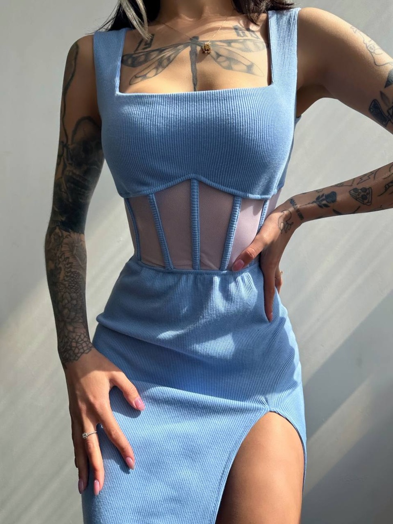 Сукня-міді  з елементами корсету   | PUSHKA SHOP