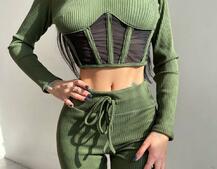 Трикотажний комплект: корсетний топ + легінси | PUSHKA SHOP