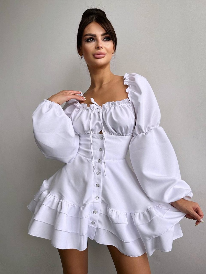 Сукня з воланами на ґудзиках  Сукня з воланами на ґудзиках  | PUSHKA SHOP