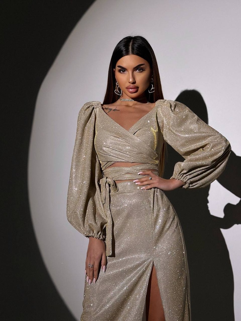 Сяючий комплект: топ  + спідниця  | PUSHKA SHOP