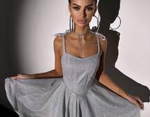 Блискуча корсетна сукня з пишною подвійною спідницею | PUSHKA SHOP