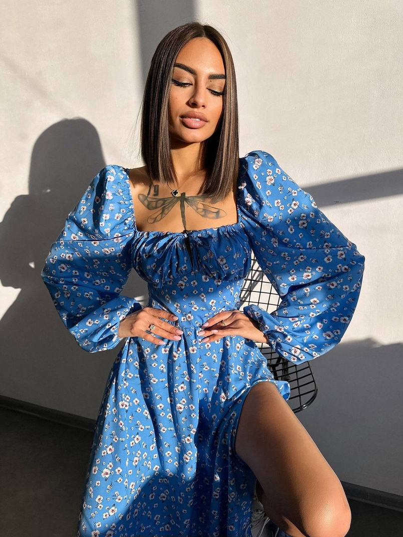 Улюблена сукня-міді зі шнурівкою на талії  | PUSHKA SHOP