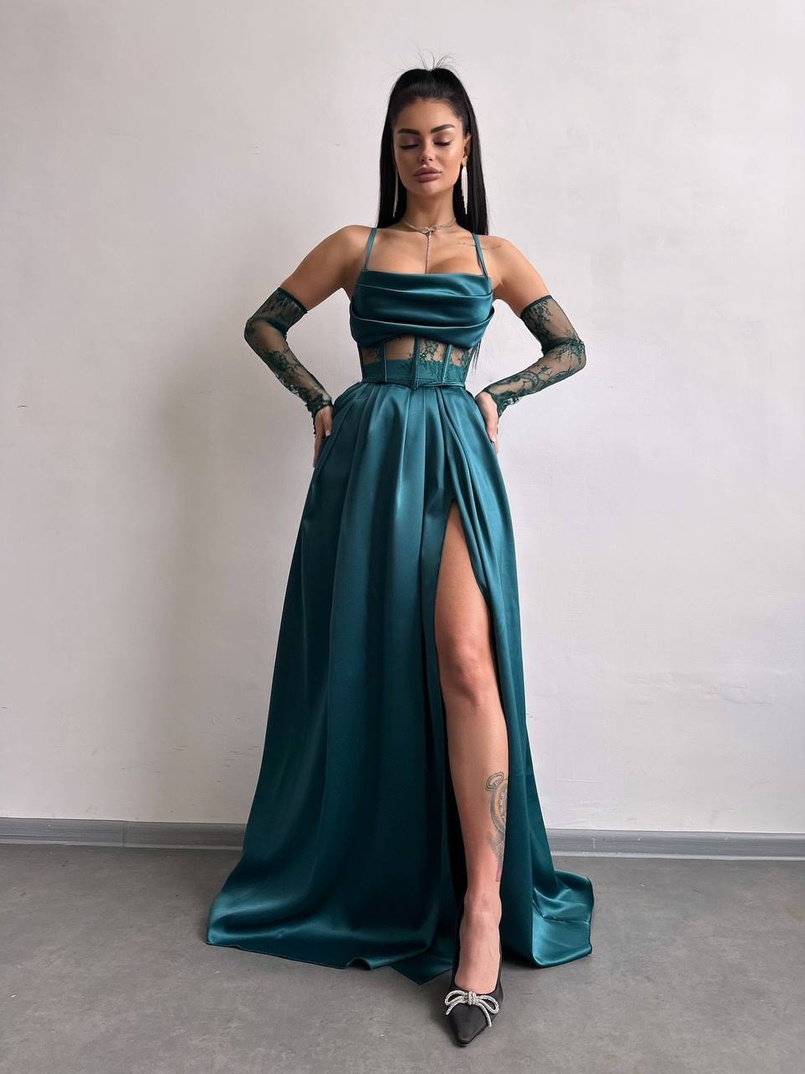 Атласний комплект: корсет + спідниця максі  | PUSHKA SHOP