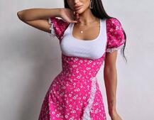 Сукня з квітковим принтом декорована мереживом  | PUSHKA SHOP