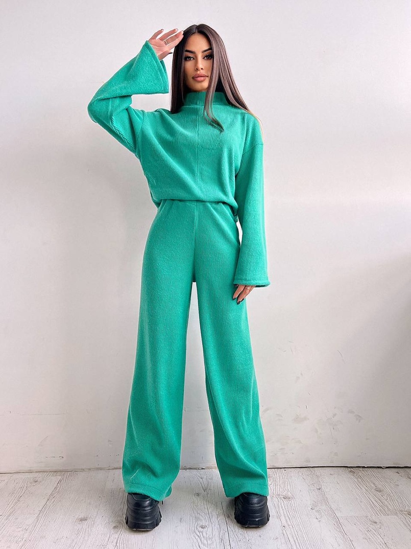 Повсякденний костюм із теплого трикотажу-рубчика | PUSHKA SHOP