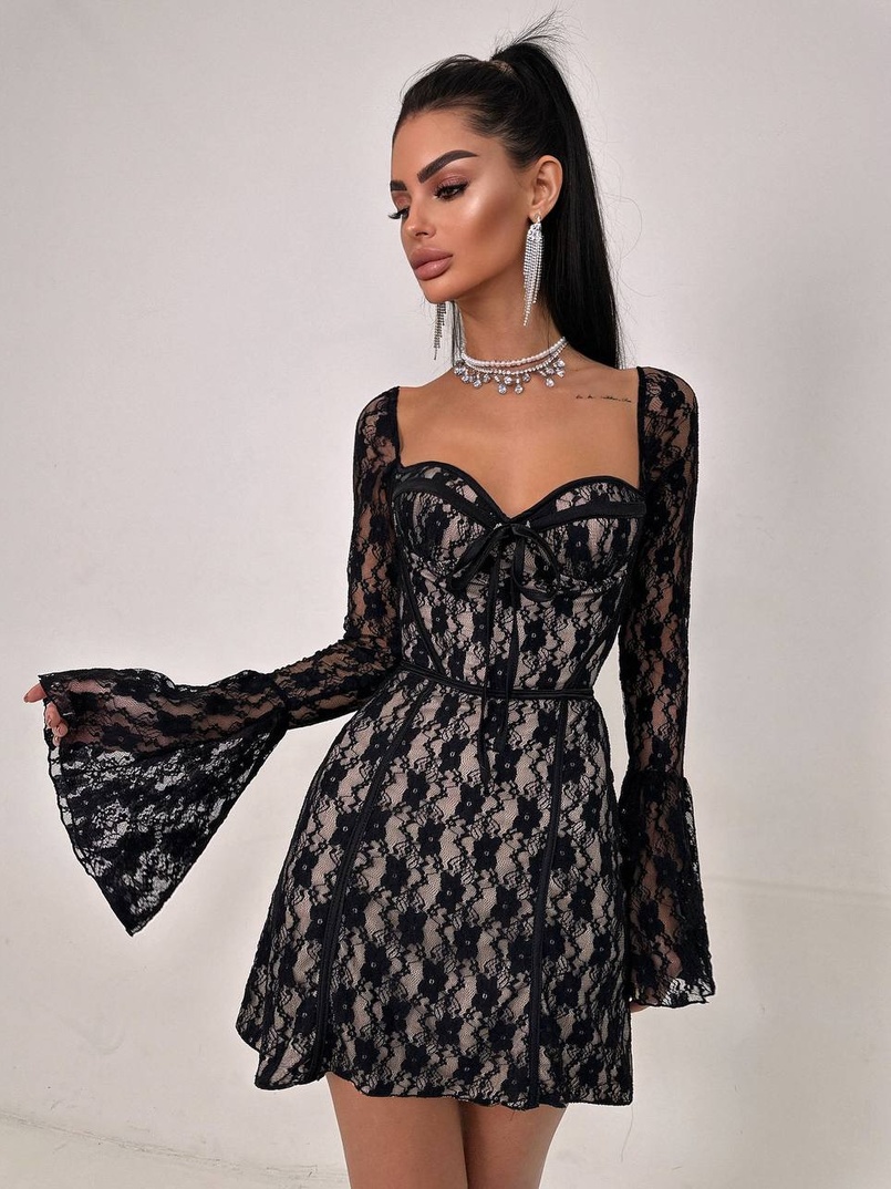 Мереживна сукня міні з чашечками    | PUSHKA SHOP