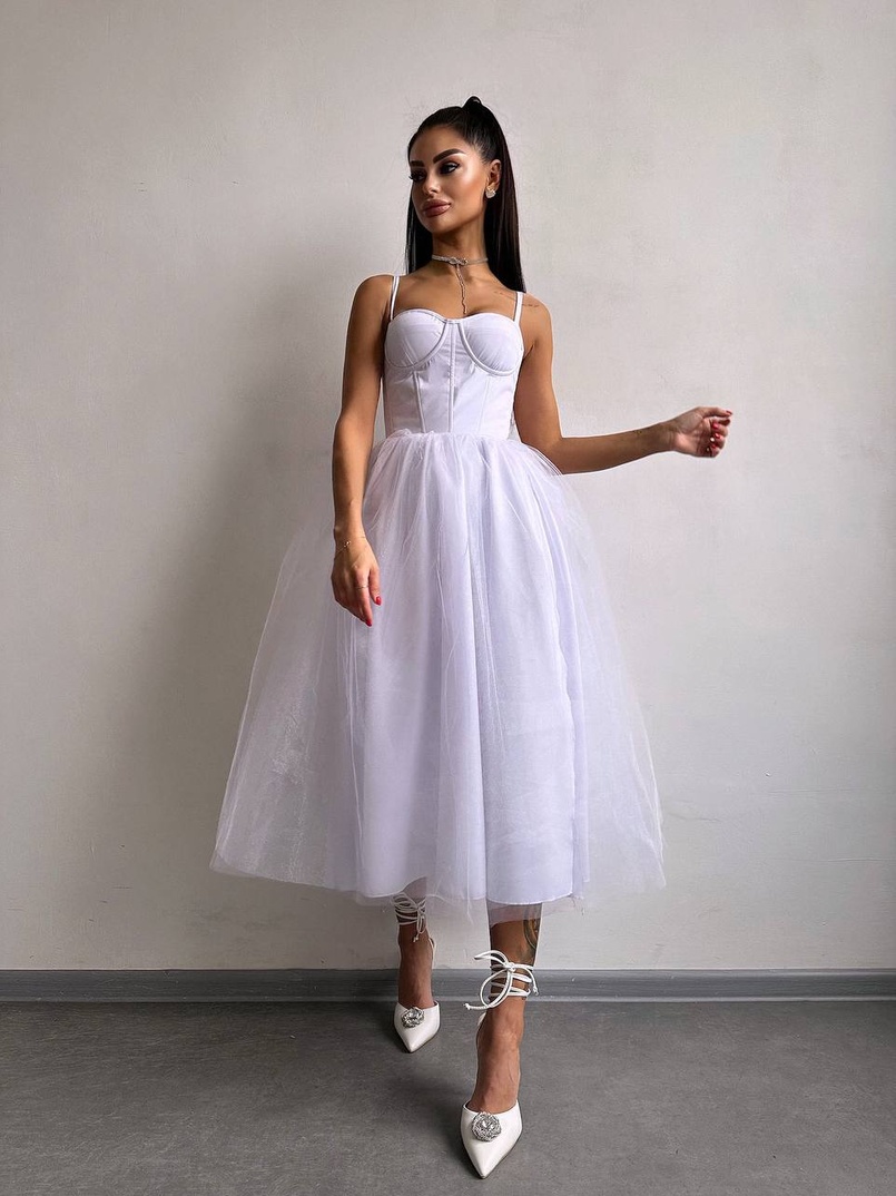 Сукня міді із чашечками з пишною спідницею | PUSHKA SHOP