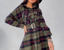 Кашемировое платье-рубашка в клетку Кашемировое платье-рубашка в клетку | PUSHKA SHOP