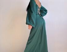 Атласний комплект: корсет + спідниця  максі з драпіруванням | PUSHKA SHOP