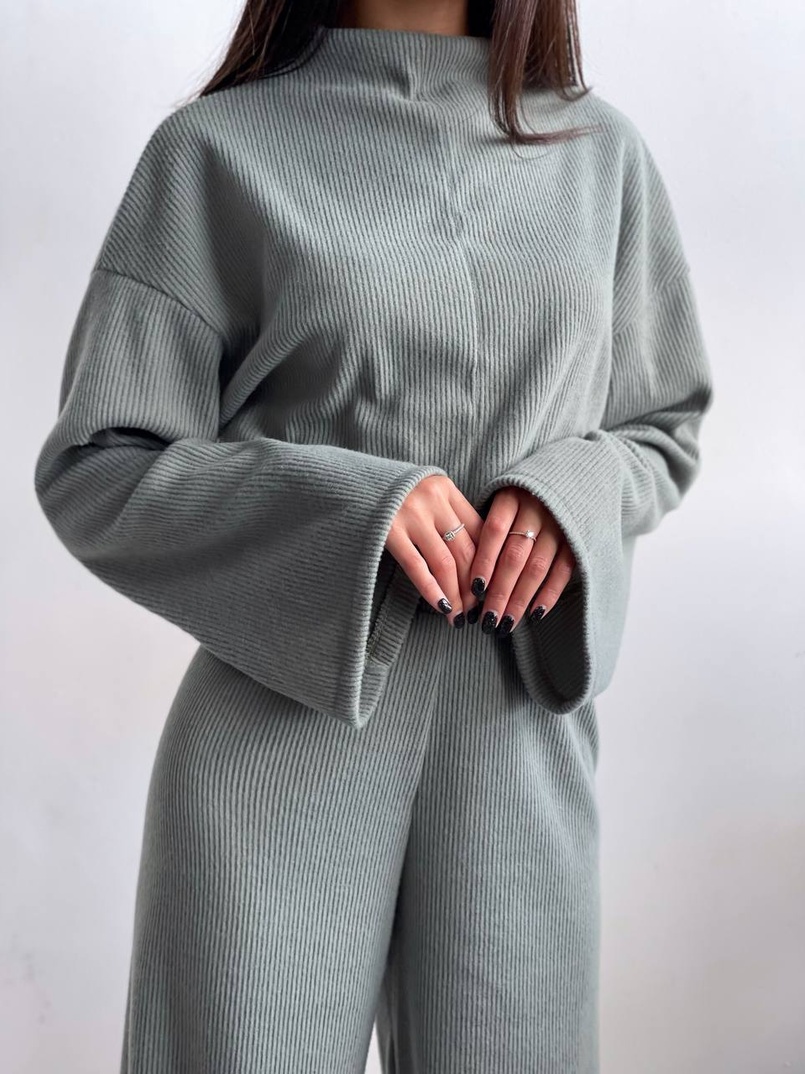Повсякденний костюм із теплого трикотажу-рубчика | PUSHKA SHOP