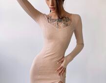 Платье-мини, декорированное кружевом  Платье-мини, декорированное кружевом  | PUSHKA SHOP