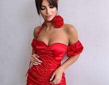 Сукня - міні з драпіруванням та трояндою-чокером | PUSHKA SHOP