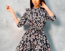 Милое цветочное платье с оборками Милое цветочное платье с оборками | PUSHKA SHOP