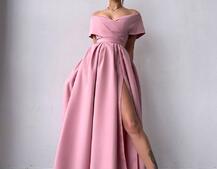 Сукня максі  з відкритими плечима та розрізом на спідниці | PUSHKA SHOP