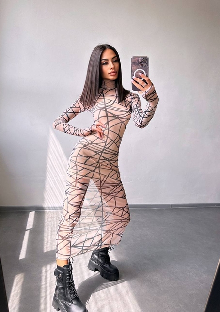 Сукня міді з принтом  | PUSHKA SHOP