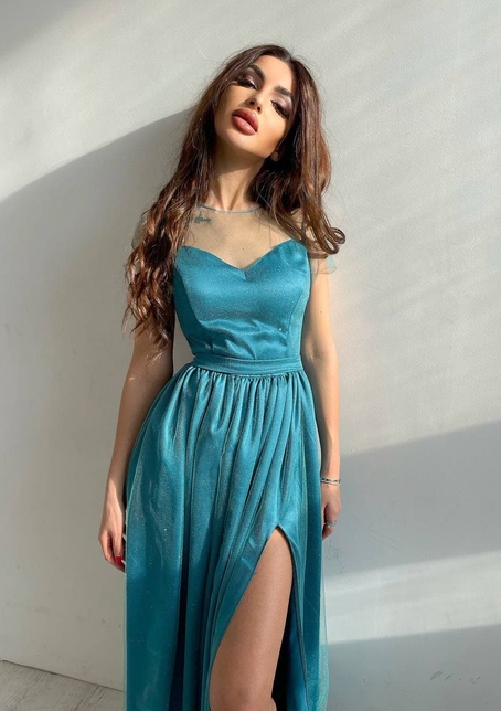 Платье-макси из сетки   с блестками  | PUSHKA SHOP