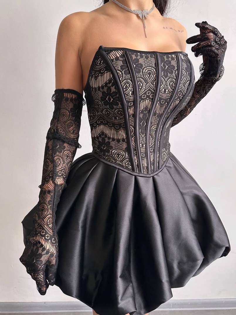 Комплект : мереживний корсет з рукавичками + спідниця балон Комплект : мереживний корсет з рукавичками + спідниця балон | PUSHKA SHOP