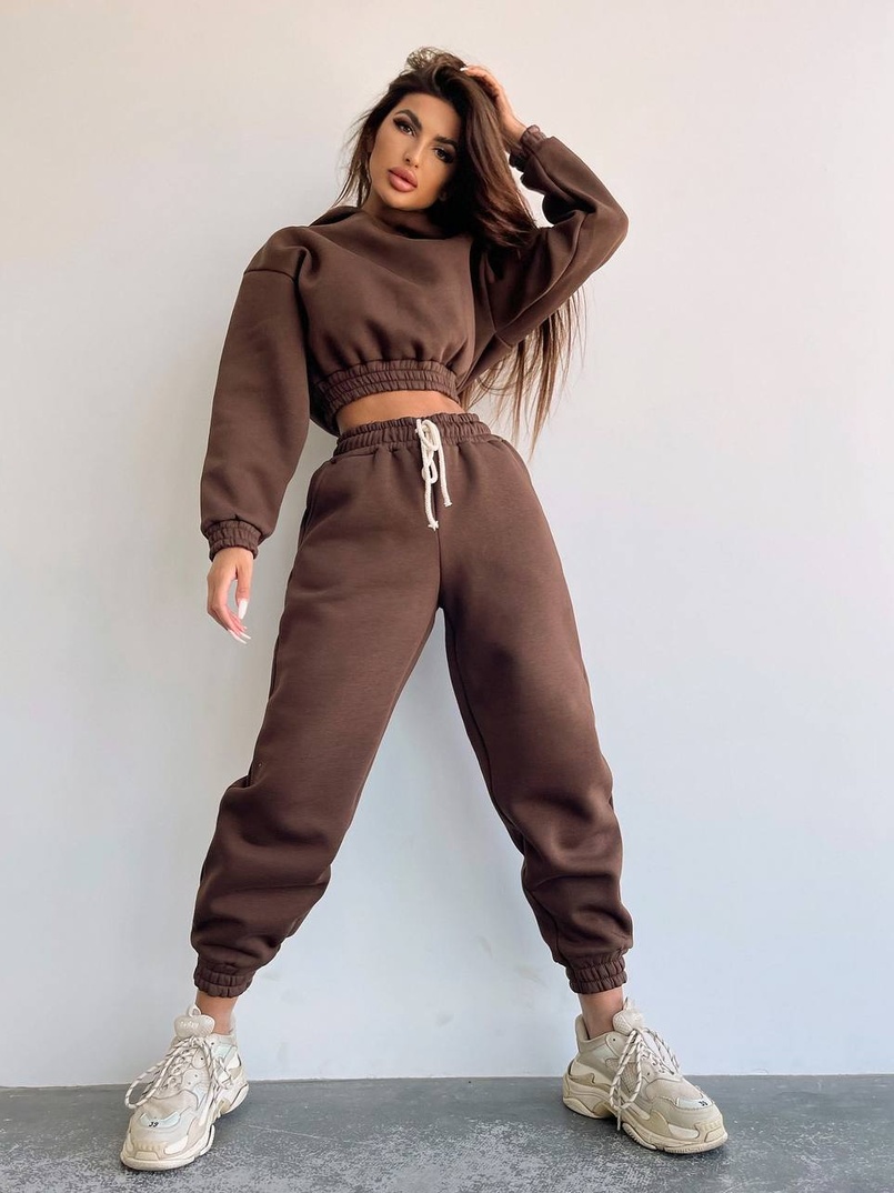 Базовый костюм на флисе с объемными капюшоном  Базовый костюм на флисе с объемными капюшоном  | PUSHKA SHOP