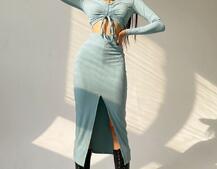 Комплект: топ+ юбка миди с разрезом Комплект: топ+ юбка миди с разрезом | PUSHKA SHOP