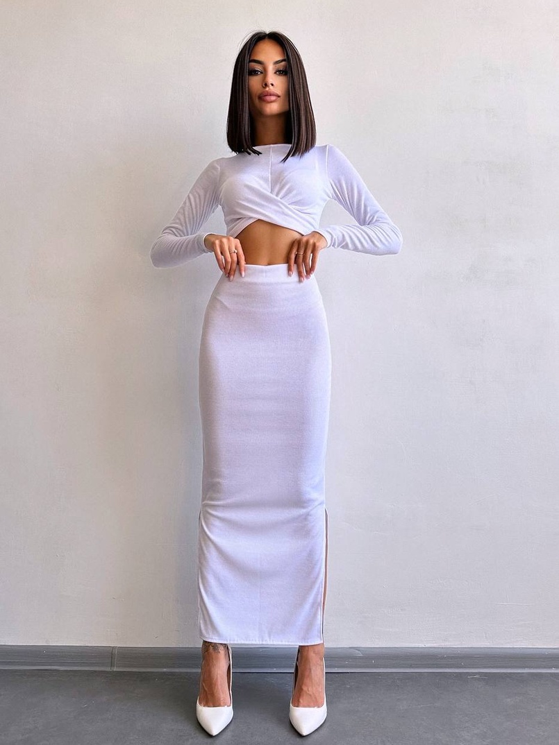 Комплект: топ + спідниця с розрізами  | PUSHKA SHOP