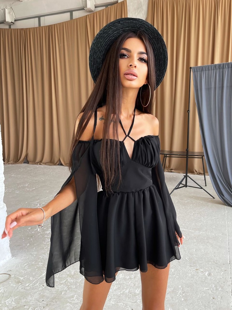 Шифоновый ромпер с расклешенными рукавами  | PUSHKA SHOP