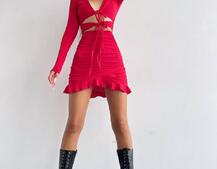 Трикотажна сукня з присбореною спідницею | PUSHKA SHOP