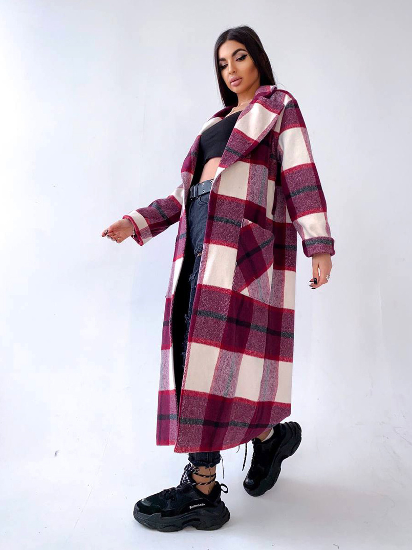Кашемировое пальто в клетку на подкладке Кашемировое пальто в клетку на подкладке | PUSHKA SHOP
