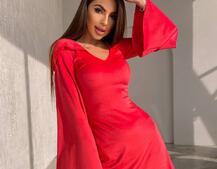 Оксамитова сукня міні з розкльошоними рукавами    | PUSHKA SHOP