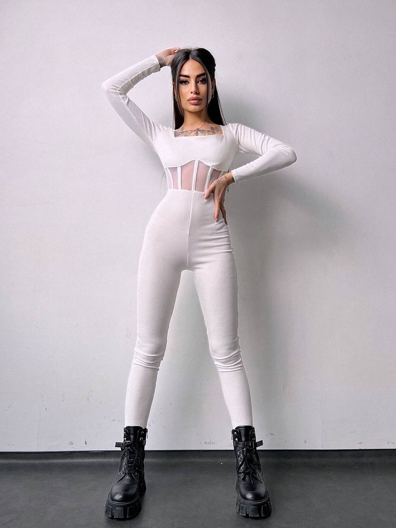 Облягаючий трикотажний комбінезон з елементами корсету  | PUSHKA SHOP