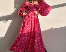 Улюблена сукня-міді зі шнурівкою на талії  | PUSHKA SHOP