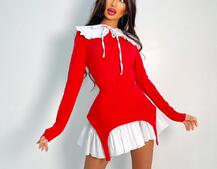 Трикотажное платье со съемным воротничком и подъюбником Трикотажное платье со съемным воротничком и подъюбником | PUSHKA SHOP