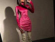 Оксамитова сукня, декорована бахромою зі страз | PUSHKA SHOP