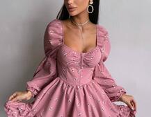 Сукня з квітковим принтом з воланами на ґудзиках  Сукня з квітковим принтом з воланами на ґудзиках  | PUSHKA SHOP