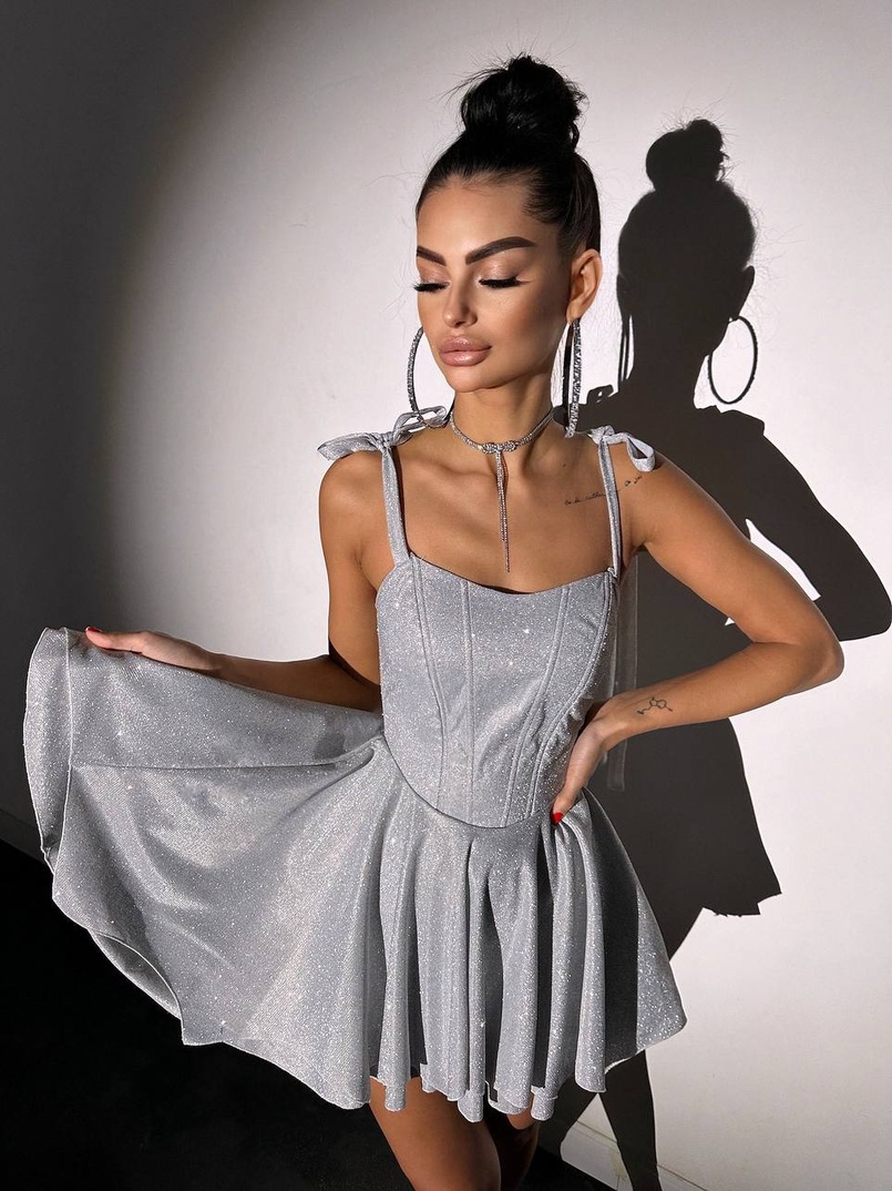 Блискуча корсетна сукня з пишною подвійною спідницею | PUSHKA SHOP