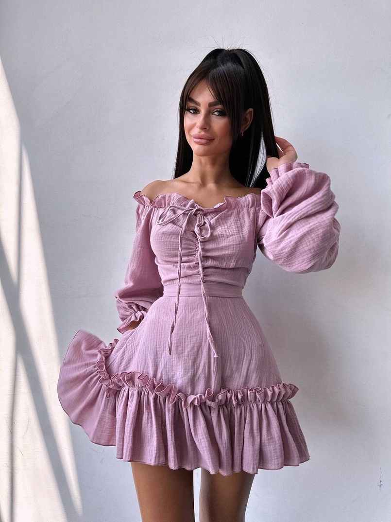 Муслінова сукня з рюшами   | PUSHKA SHOP