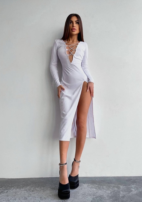 Сукня міді зі шнурівкою  | PUSHKA SHOP