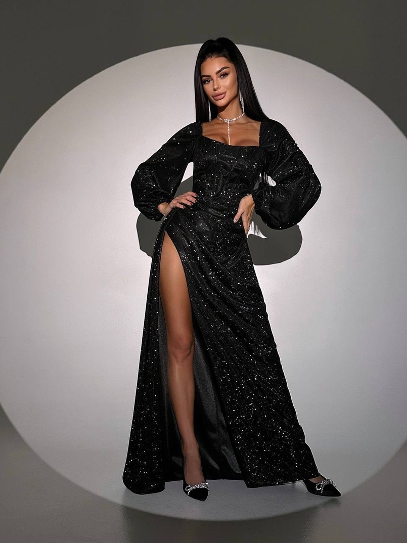 Сяючий комплект: корсет + спідниця  максі з драпіруванням | PUSHKA SHOP