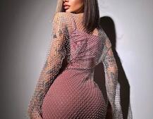 Сукня із сітки зі стразами на трикотажній підкладці  | PUSHKA SHOP