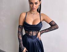 Атласний комплект: корсет + спідниця максі  | PUSHKA SHOP