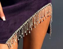 Оксамитова сукня, декорована бахромою зі страз | PUSHKA SHOP