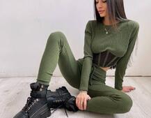 Трикотажний комплект: корсетний топ + легінси | PUSHKA SHOP