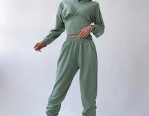 Костюм: укорочённое худи с корсетом+ джоггеры  Костюм: укорочённое худи с корсетом+ джоггеры  | PUSHKA SHOP