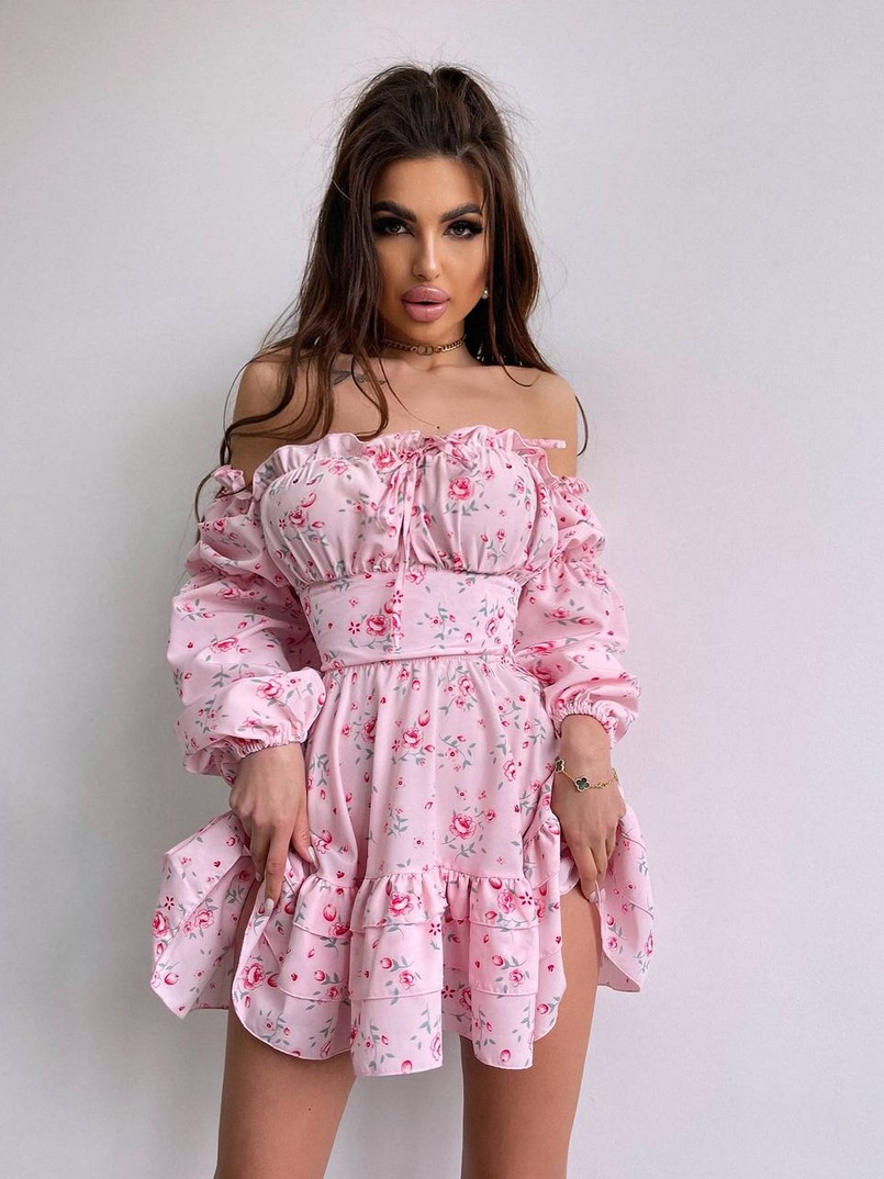 Квіткова сукня з воланами та шнуровкою по спинці Квіткова сукня з воланами та шнуровкою по спинці | PUSHKA SHOP