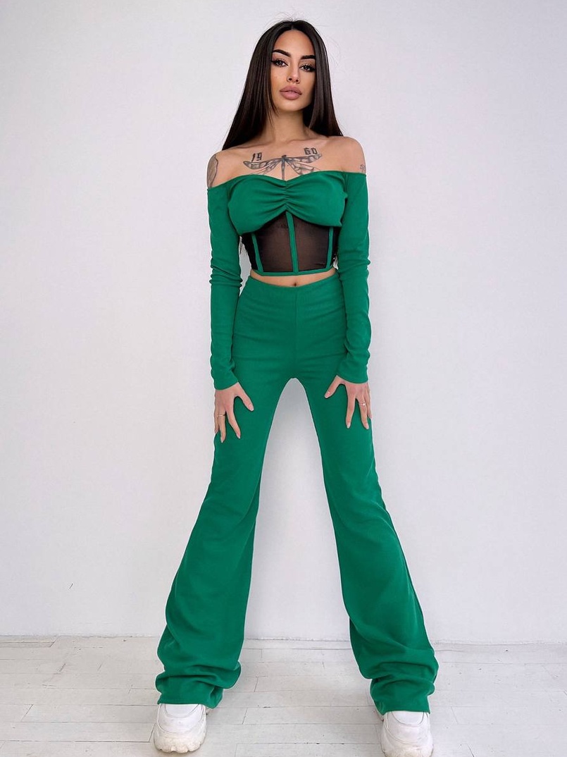 Комплект : штани кльош і топ з елементами корсету  | PUSHKA SHOP