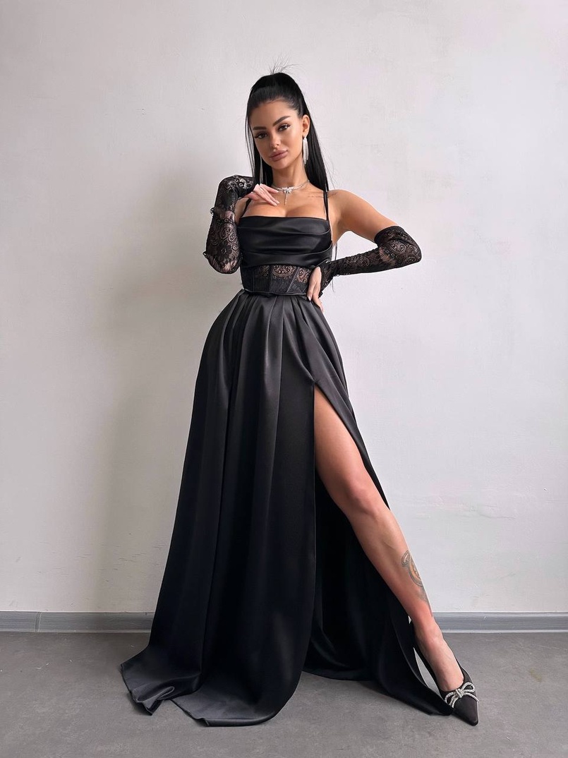 Атласний комплект: корсет + спідниця максі  | PUSHKA SHOP