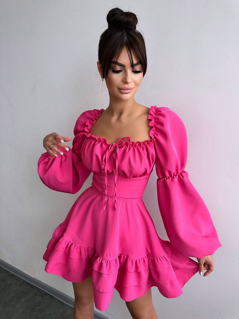 Сукня з воланами та шнурівкою  по спинці | PUSHKA SHOP