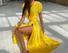 Шелковое платье-миди с широким поясом  Шелковое платье-миди с широким поясом  | PUSHKA SHOP