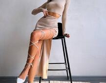 Комплект: топ + спідниця із зав‘язками на ніжку Комплект: топ + спідниця із зав‘язками на ніжку | PUSHKA SHOP